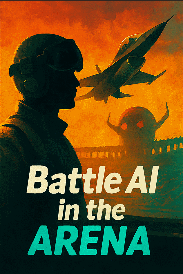 AI dogfight in tropical sunset